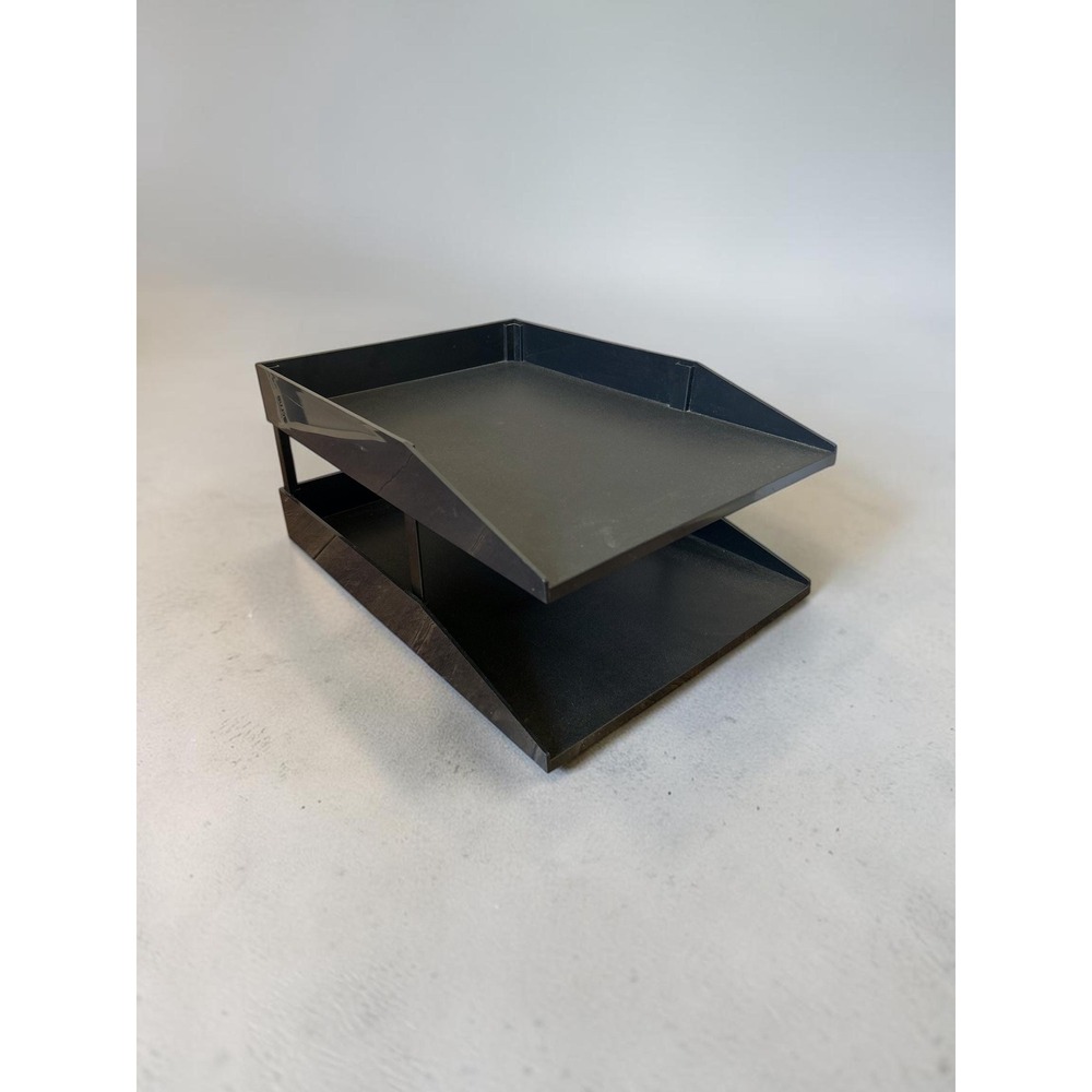 Vintage Starmark Model 9503 Desk Organizer - Black 2-Tier Letter Tray